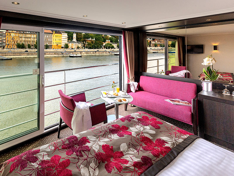 Beautiful cabin of river cruise boat
